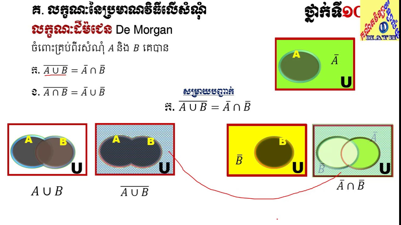 De Morgen​ | សំណុំ | គណិតវិទ្យាថ្នាក់ទី១០ | គណិតវិទ្យា វិទ្យាល័យ part-7
