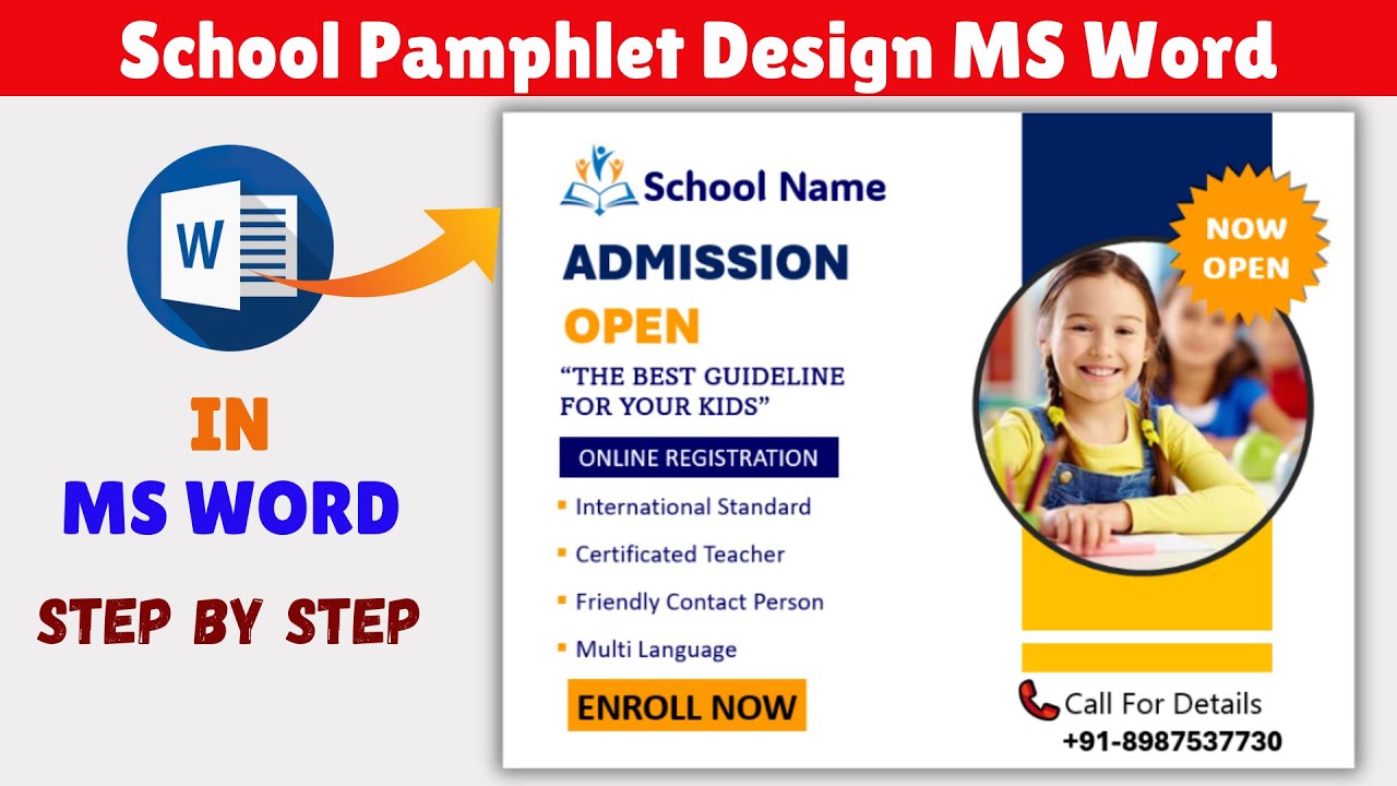 MS Word me School Ka Pamphlet Kaise Banaye | How to Make School Pamphlet in MS Word | Hindi Tutorial