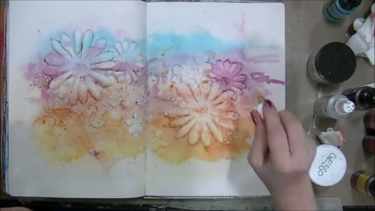 Creating Texture With Flower Embellishments and Doilies - Mixed Media Art Journal