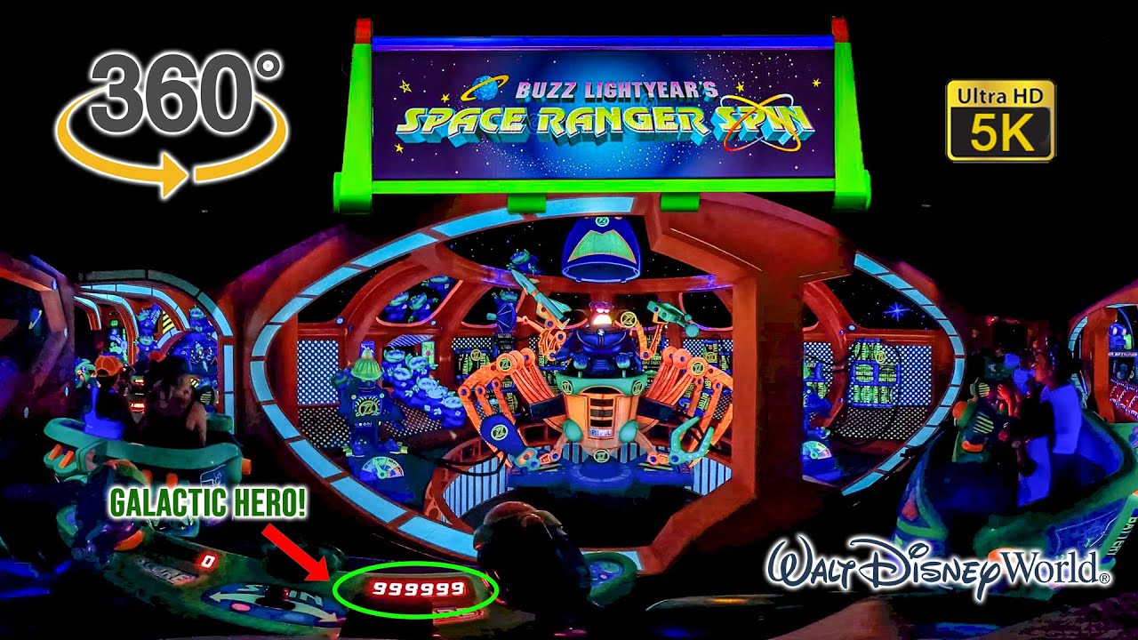 5K VR 360 Buzz Lightyear Space Ranger Spin - Galactic Hero On Ride POV Walt Disney World 2021 06 15
