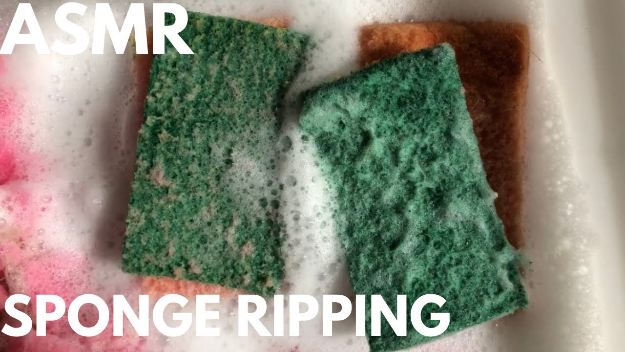 ASMR Soapy Kitchen Sponges Ripping: Bleached and Non-bleached