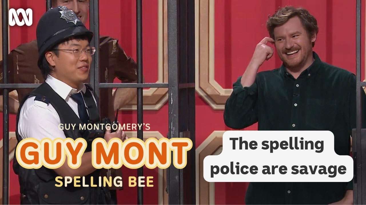 Aaron Chen transforms into spelling cop | Guy Montgomery's Guy Mont Spelling Bee | ABC TV + iview