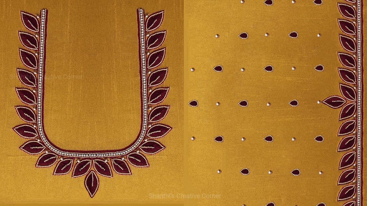 Beautiful Maggam Work Blouse Design Using Normal Needle #AariWorkUsingNormalNeedle