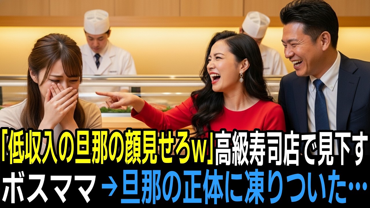 「低収入の旦那の顔見せろw」高級寿司店で私を侮辱したボスママ→5分後、現れた旦那の正体に全員が凍りついた…
