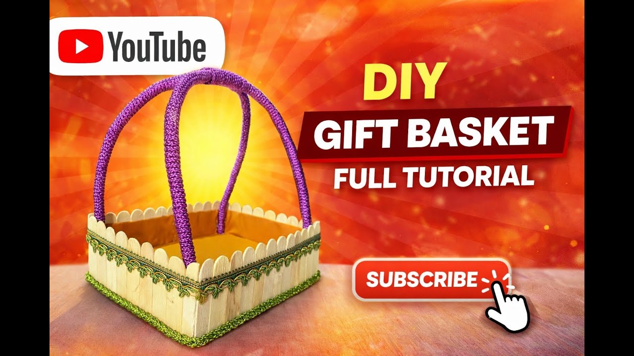 DIY Gift Basket Making at Home | Popsicle Sticks Basket Craft | Step by Step Tutorial
