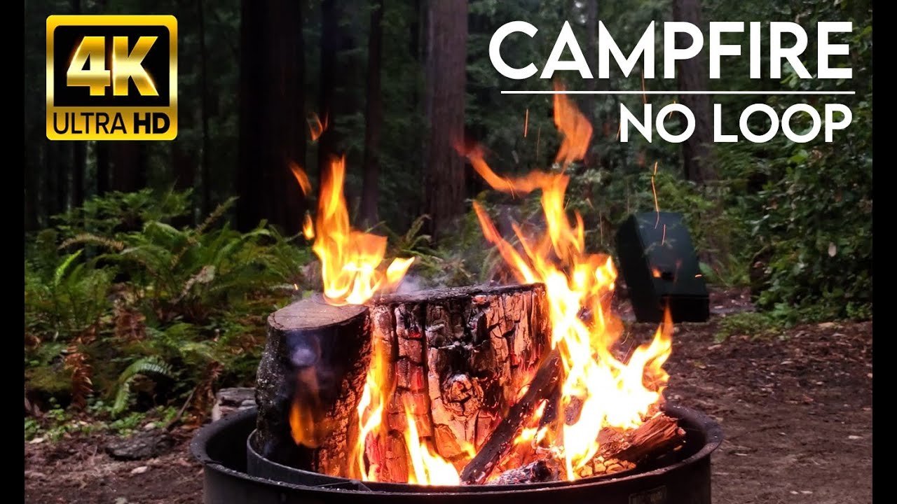 🔥Fireplace No Loop. Relaxing Campfire Burning Sounds. For Sleep, Study, Meditation. [4K]