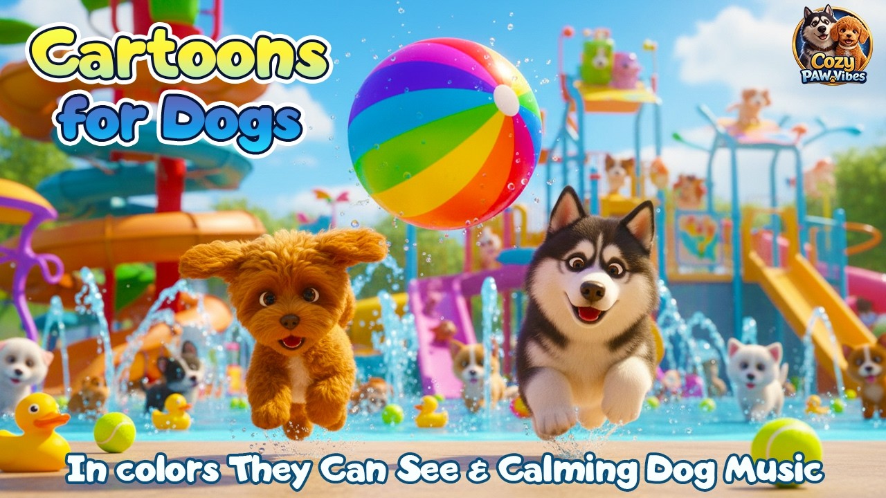 24 Hours Dog Cartoon 🐶 Running Dogs to Watch | Blue & Yellow Colors Dogs Can See | Dog TV