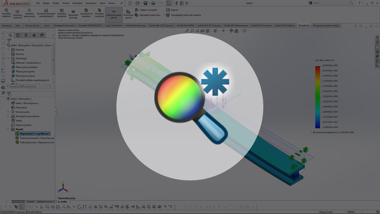 Jak wykonać analizę statyczną belki  | SOLIDWORKS TUTORIAL #43
