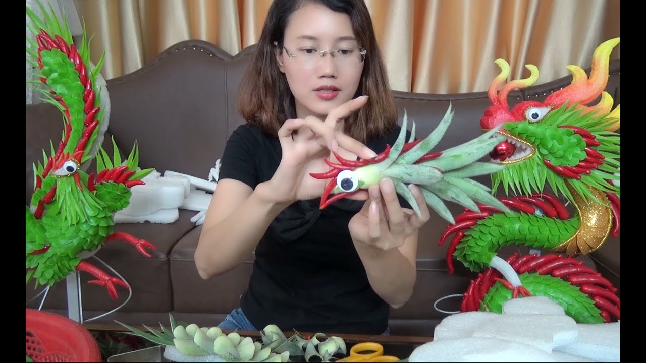 Hướng dẫn làm đầu phượng bằng hoa dứa - làm tráp ăn hỏi