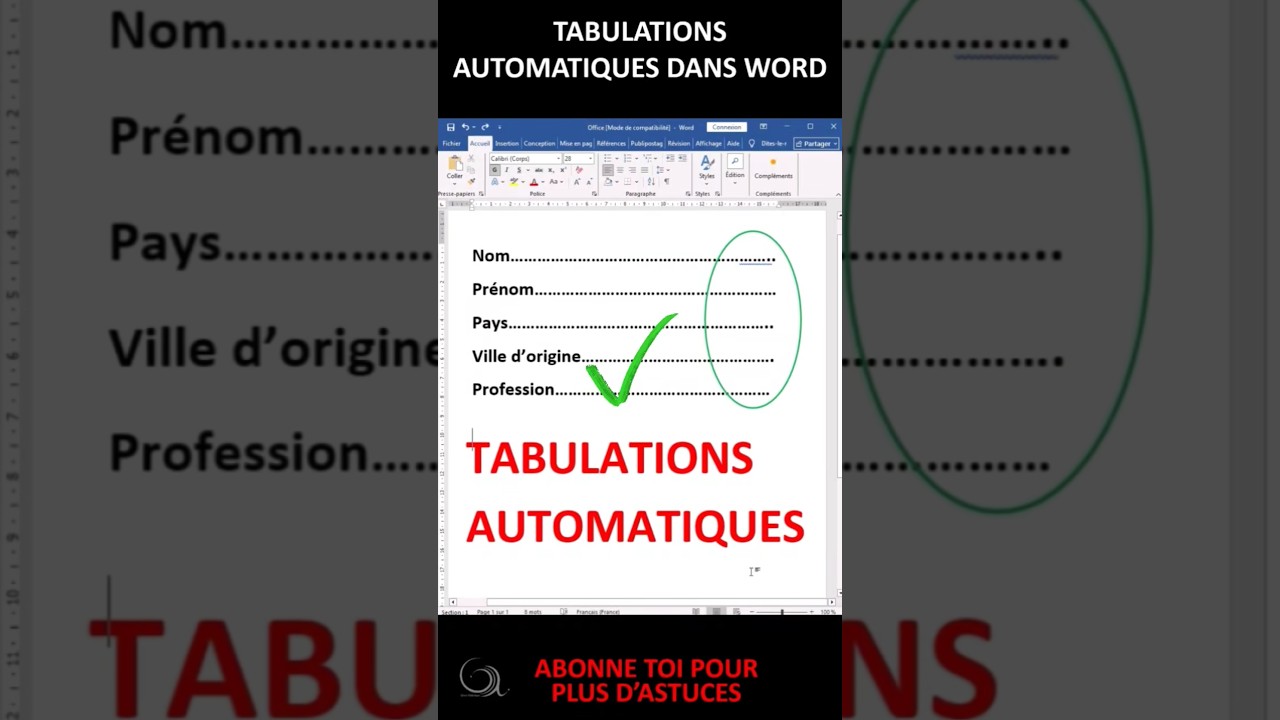 Comment Faire des TABULATIONS Incroyables dans Word ?