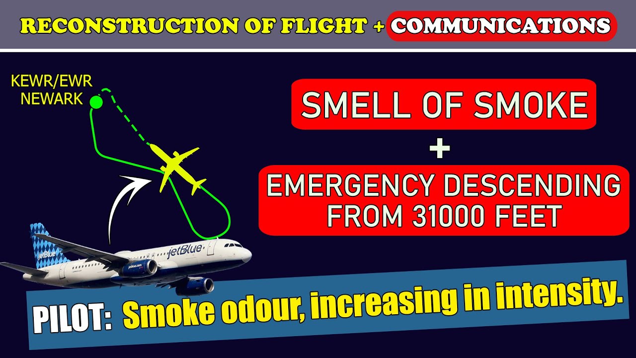 SMELL of SMOKE in the cockpit, EMERGENCY descent and RETURN | JetBlue Airbus A320 | Newark airport