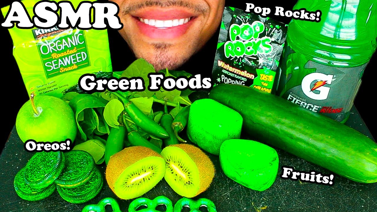 ASMR Green Color Food Only Party Mukbang Eating Jerry For 24 Hours أخضر