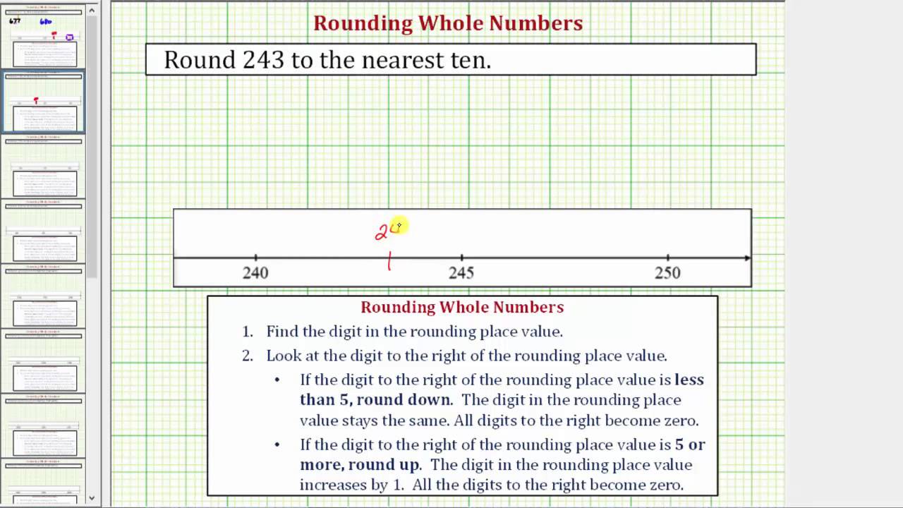 Ex: Rounding to the Nearest Ten - Number Line / Formal Rules