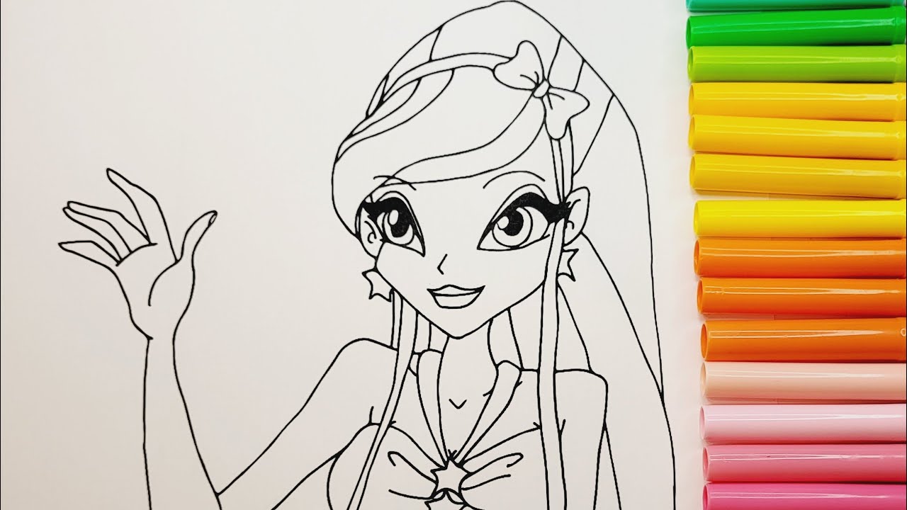 Magical Coloring Fun with Winx Club: Coloring Stella Fairy! Coloring videos#coloringpages