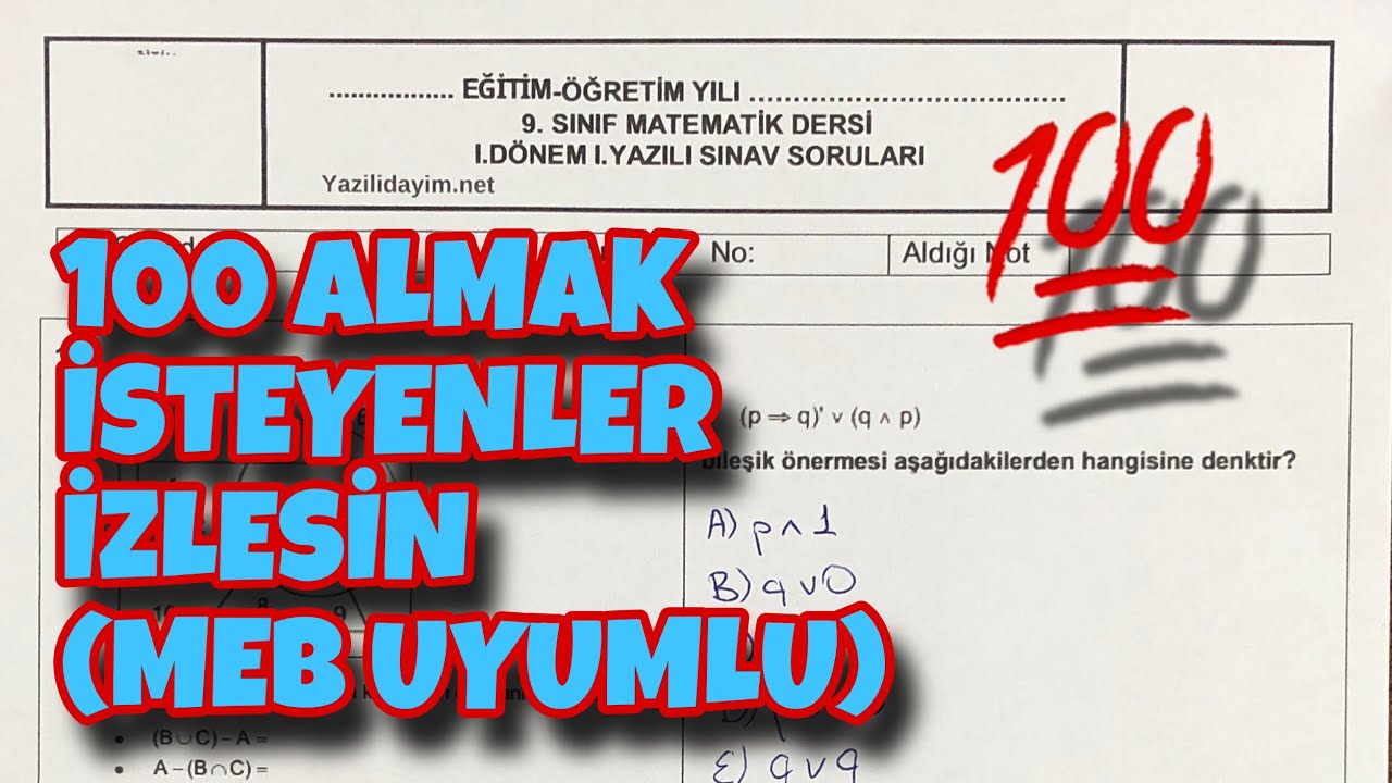 9.Sınıf Matematik 1.Dönem 1.Yazılı