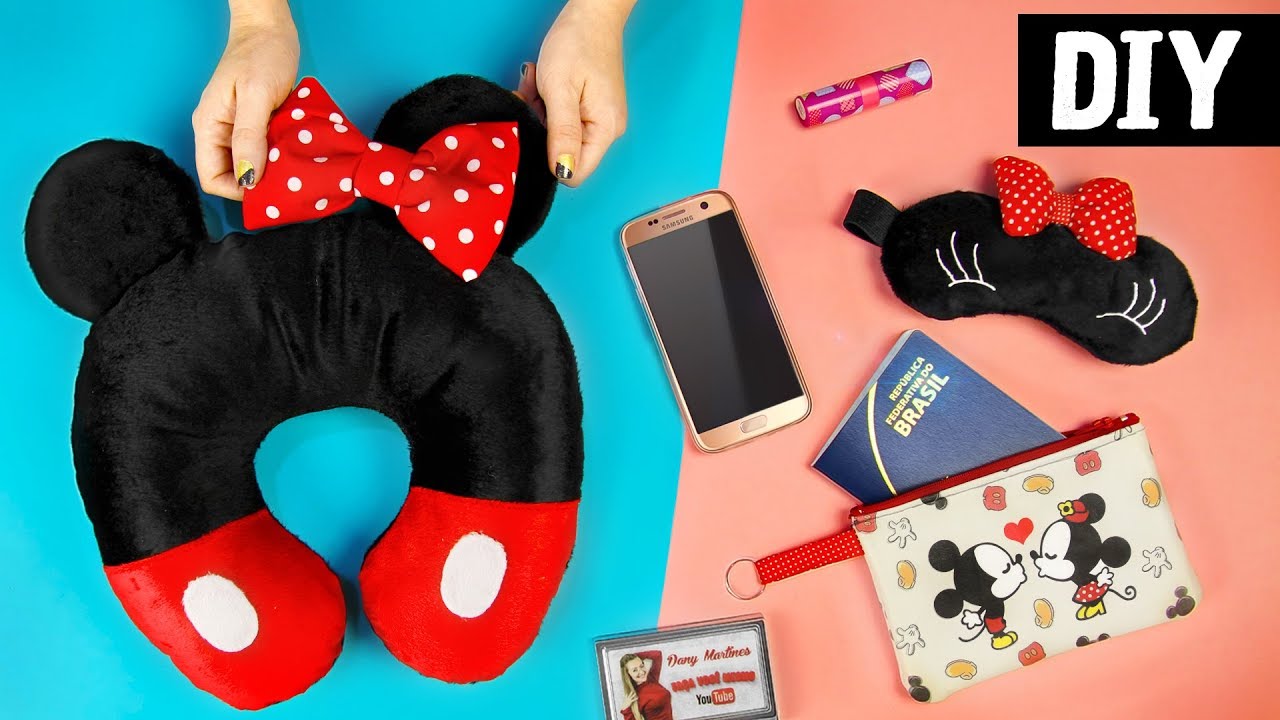 DIYs Mickey e Minnie 💖 Necessaire, Máscara e Almofada | Ideias para Viagem