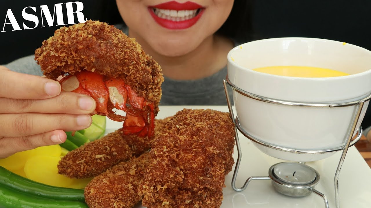 FRIED KING CRAB LEGS & LOBSTER TAILS W/ CHEESE SAUCE ~ ASMR (No Talking)