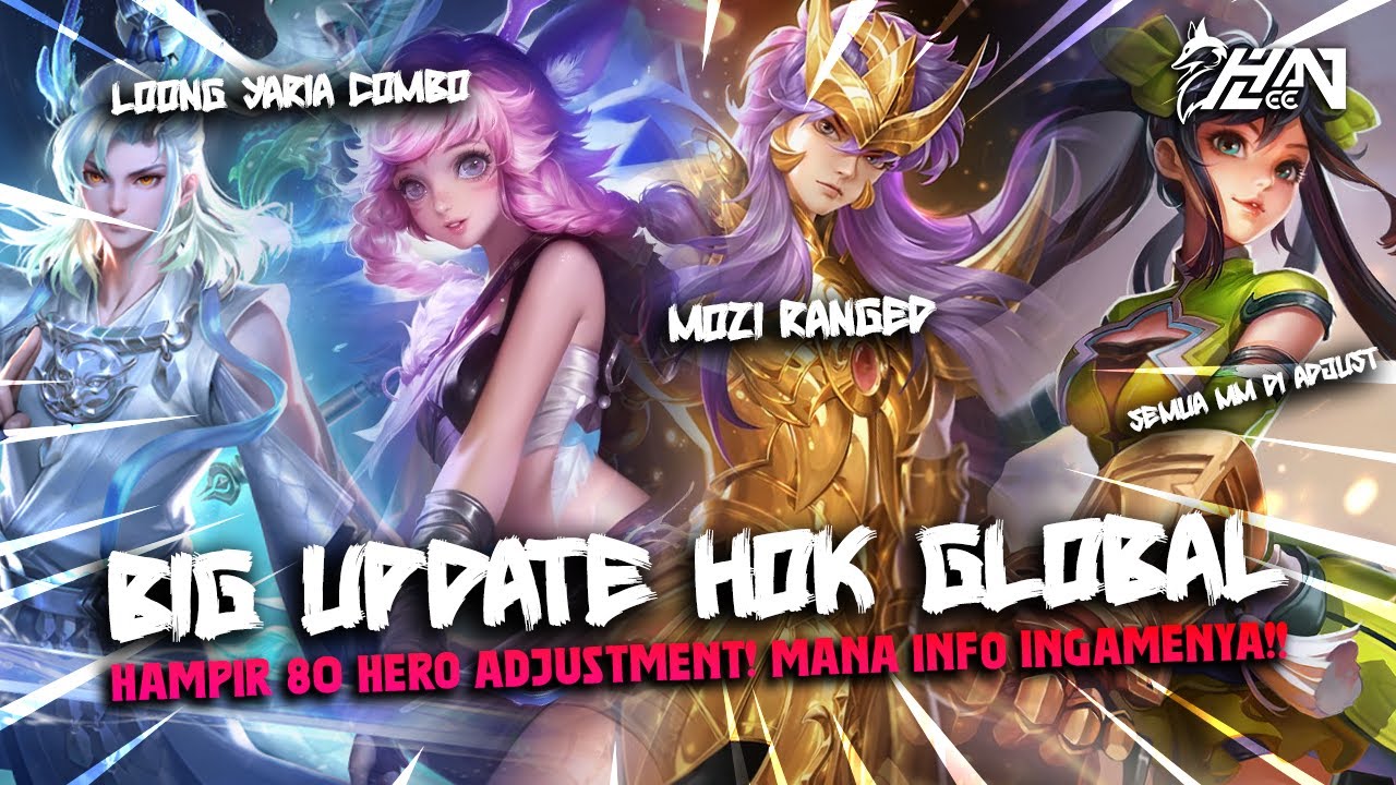 BIG UPDATE HOK GLOBAL! HAMPIR 80 HERO ADJUST GA AD INFO DI INGAME? YARIA GA TURUN KLO LOONG JD NAGA!