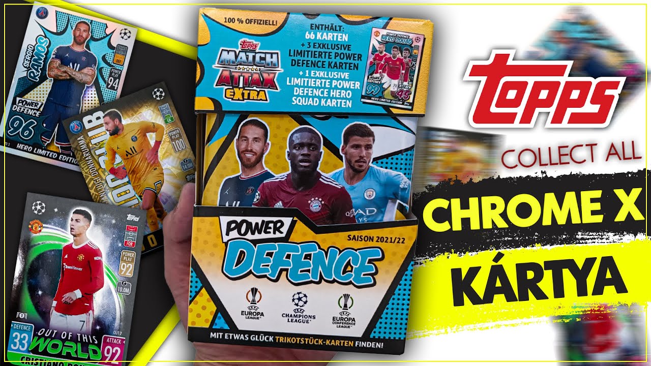 ÚJABB CHROME X KÁRTYA! I Topps Match Attax Extra 2021/2022 Power Defence Nag Fémdoboz