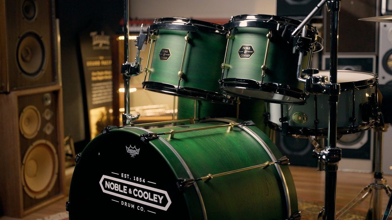 All Playing No Talking - Noble and Cooley Walnut Ply Green Stain Matte Drum Kit | Better Music