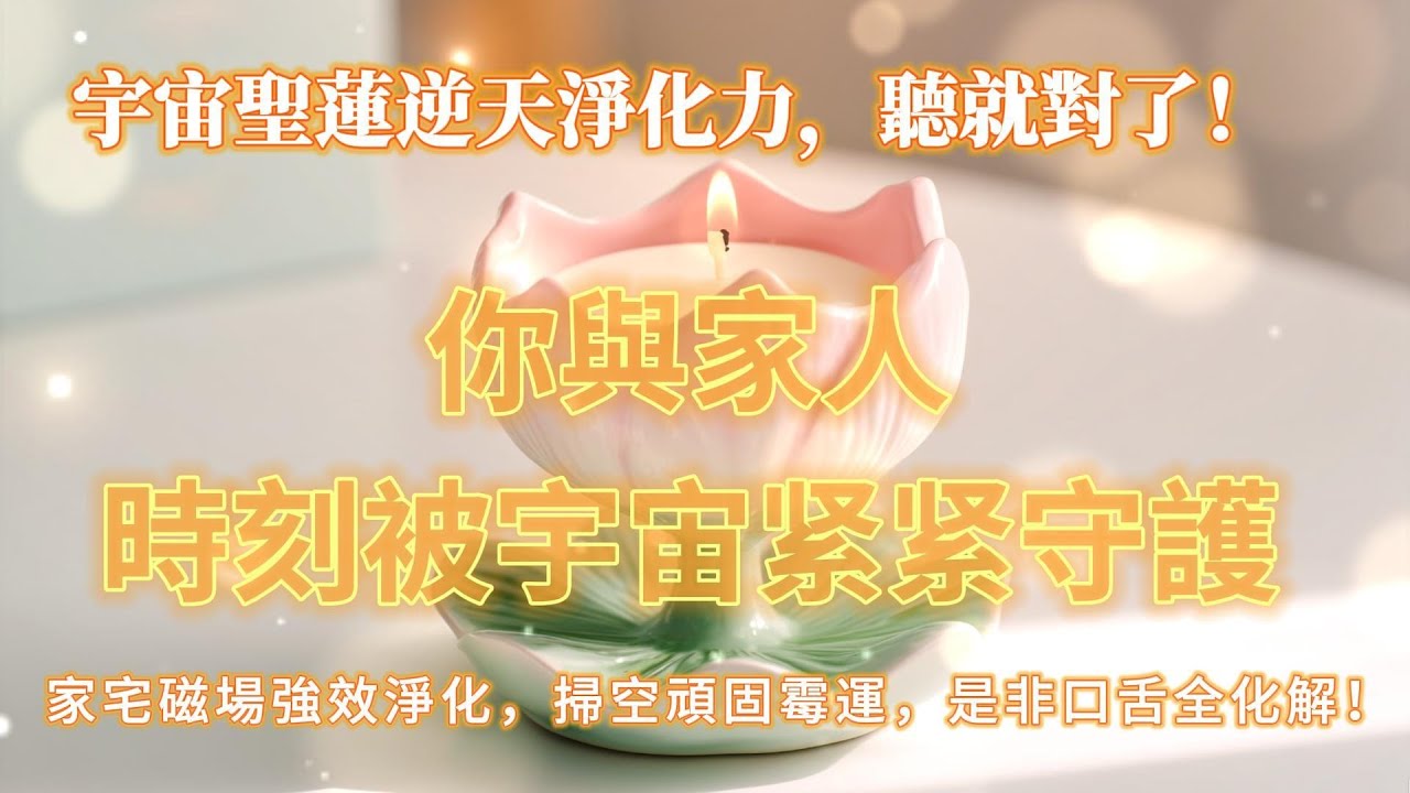 宇宙聖蓮逆天淨化力🪷聽就對了！你家的負能量就被宇宙圣莲带走，掃光霉運晦氣，強效淨化家宅磁場，清理磁場濁雜質，能量超強升級，瓦解低頻干擾，化解是非小人口舌紛爭，惡意退散，你與家人時刻被宇宙紧紧守護😄