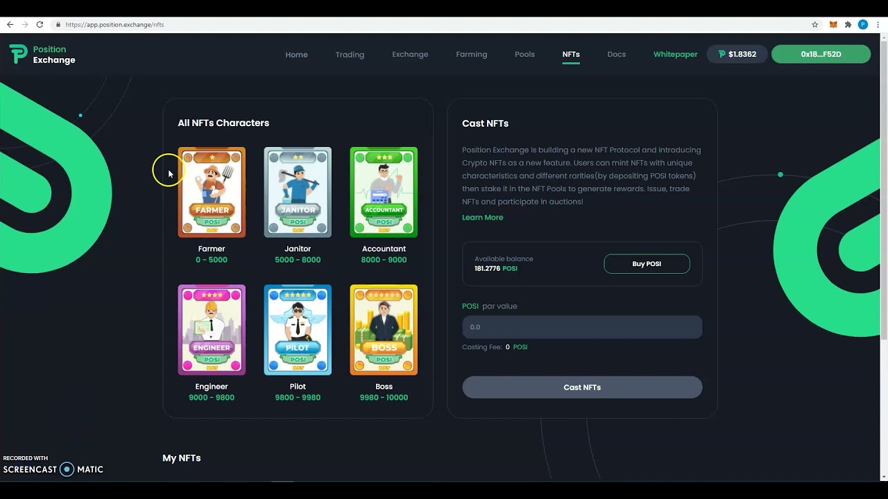 How to Cast and Stake POSI NFT By Position Exchange