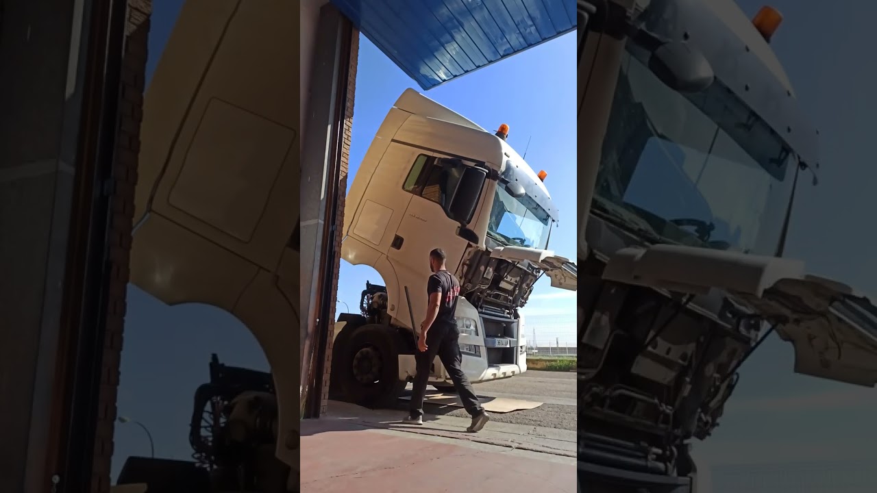 how you can lift the cabin of a truck#truck #mechanic #truck man #automechanic#truckmania