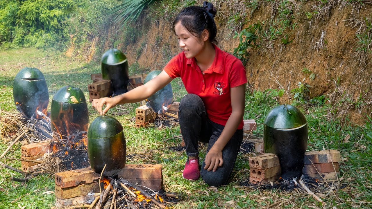 How to make watermelon stewed chicken - Harvesting peanuts | Ella Daily Life
