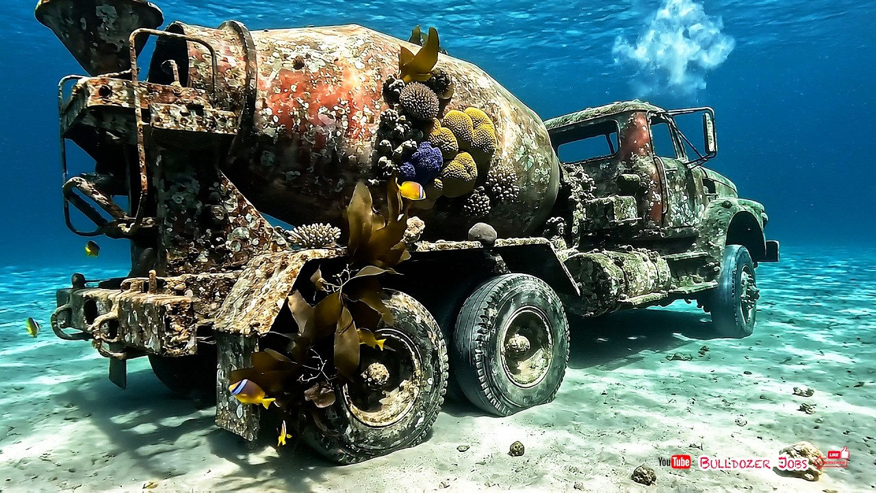 Cement Mixer Truck 1980s Mack R Abandoned on the Ocean Floor For Over Years, Rescue & Fully Rebuilt