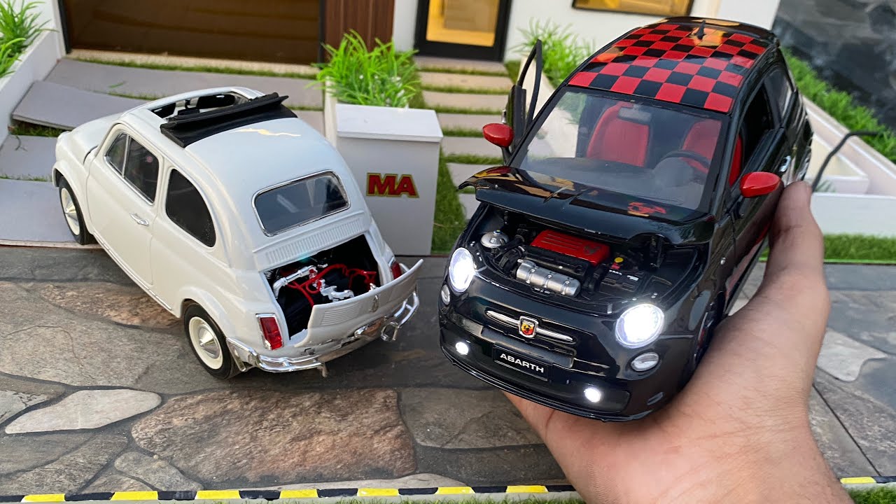 Unboxing of Mini FIAT 500 Abarth 1/18 Diecast Model Cars | LED Lighting | FIAT Merchandise
