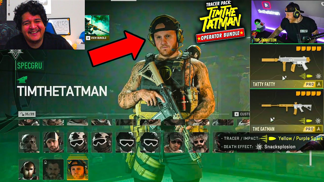 REACTING TO MW2 TIMTHETATMAN TRACER PACK OPERATOR BUNDLE SKIN in WARZONE 2 (Tatty Fatty Lachmann Sub