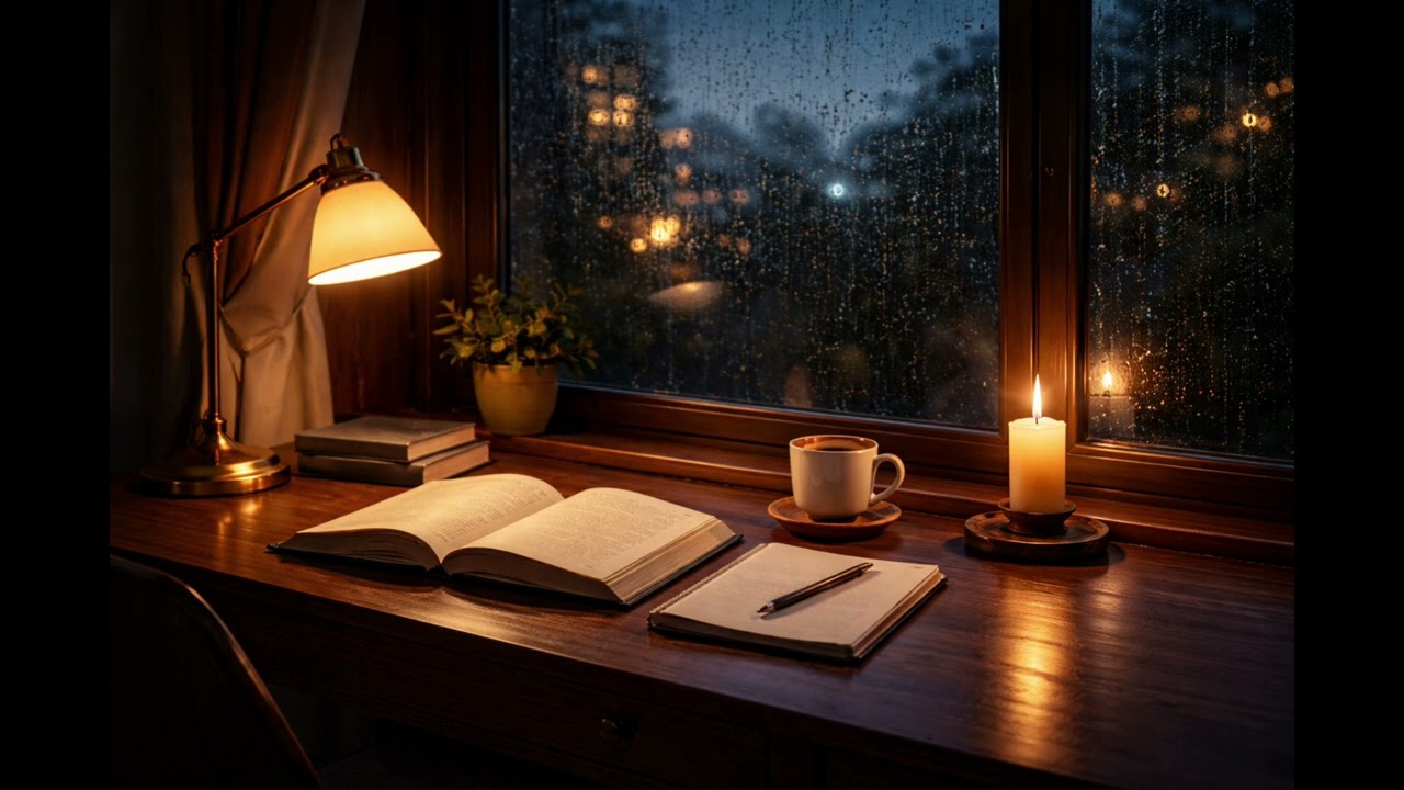 Night Study Room Ambience | 8 Hours of Calm Focus