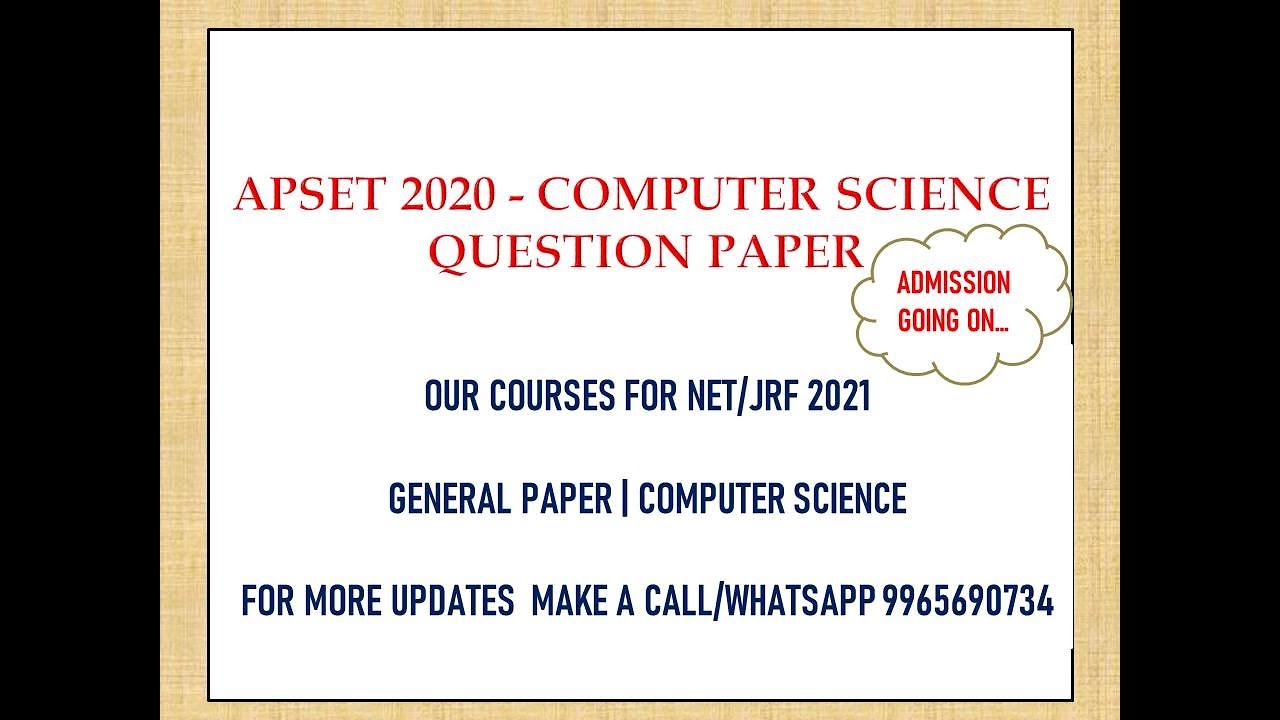 APSET 2020 Answer Key | APSET 2020 Computer Science and Applications Answer Key | Part 4
