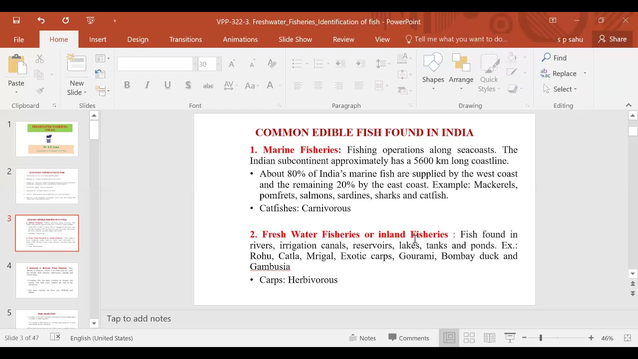 Freshwater fisheries by Dr. S.P. Sahu, Dept. of LPM, BVC, Patna