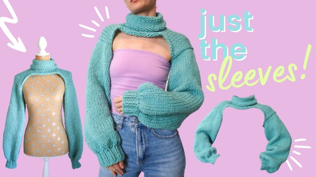 Just the sleeves! Knit bolero sweater shrug🍂 free pattern💕