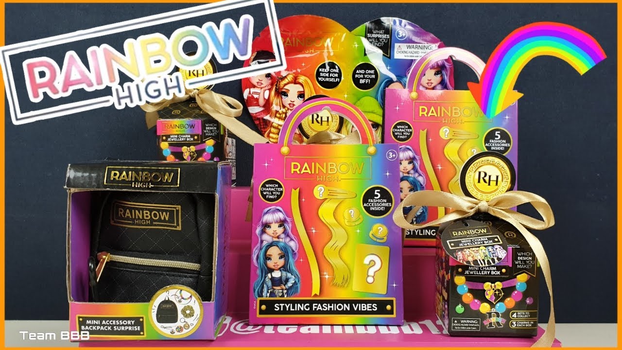 RAINBOW HIGH UNBOXING SPECIAL! Shadow High Dolls surprise charm bracelet and backpack
