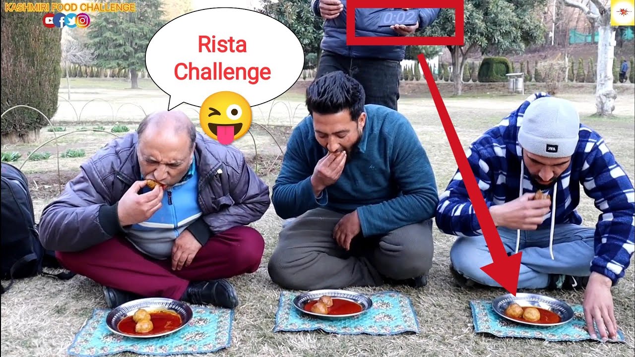 Rista Challenge in Botanical Garden 🏡 Kashmiri food challenge 😛 Time 1 Minute | Prize 500 #food
