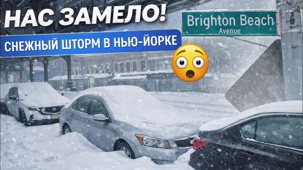 НАС ЗАМЕЛО! ❄️ Снежный шторм в Нью-Йорке | NYC SNOWSTORM 2026! Брайтон-Бич под снегом😱VLOG