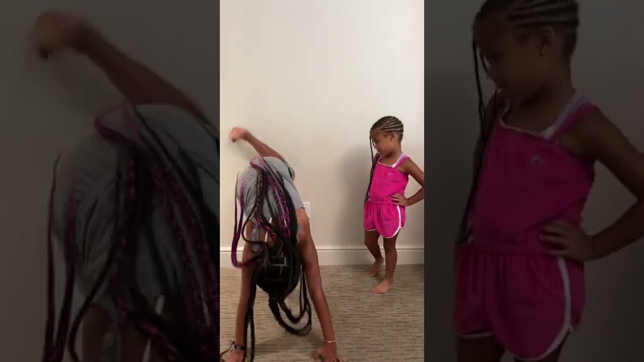 Big Sister Teaches Little Sister TikTok Trend 🤸🏽‍♀️💞