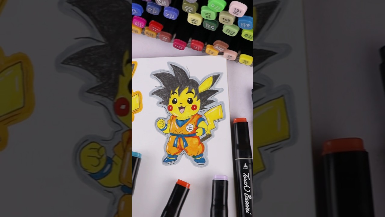 Drawing pikachu as goku step by step tutorial with ARdrawing app 