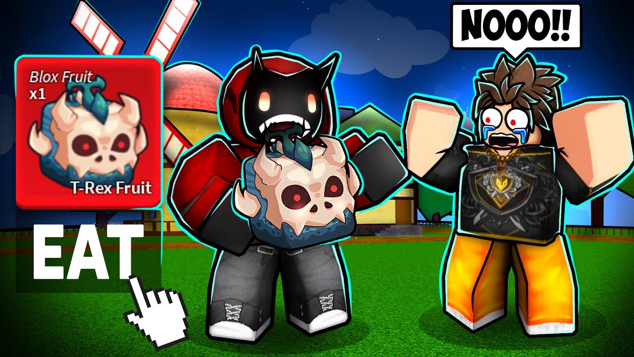 Trolling SCAMMERS by EATING T-REX FRUITS in ROBLOX Blox Fruits...