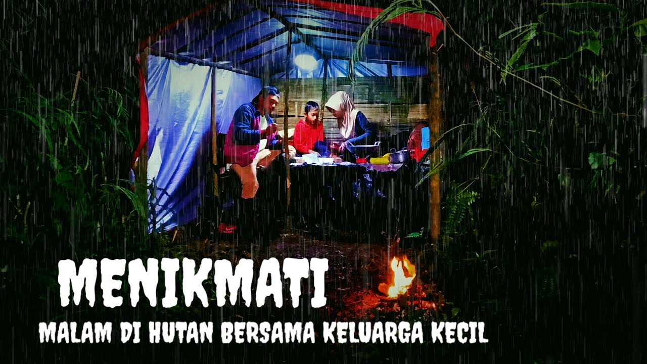 CAMPING HUJAN DERAS-MENGHUNI SHELTER LAMA BERSAMA ANAK ISTRI-ASMR-RAIN