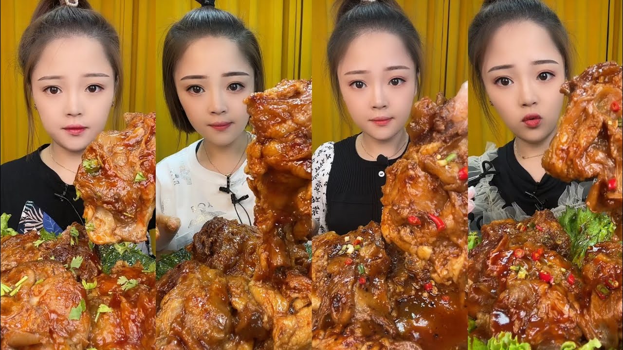 CHINESE MUKBANG SPICY FOOD (BEEF FOOT BONES)@Bingxin666 Mukbang @Xiaoyu Mukbang EATING SHOW