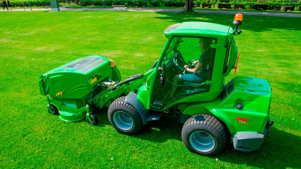 Avant Loader with Collecting Lawn Mower 1500mm attachment