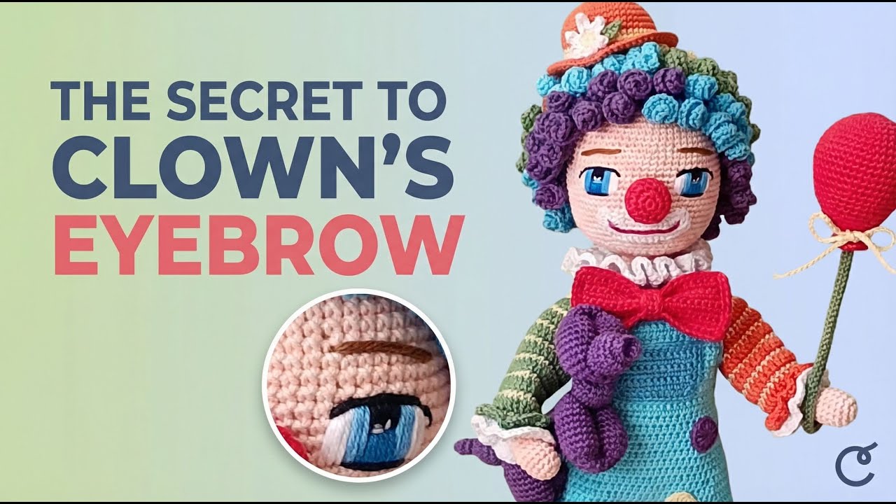 Claude the Clown - sewing the eyebrow