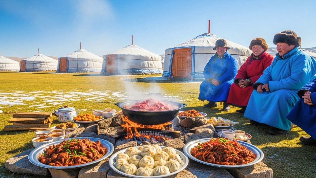 NOMAD LIFE  Winter Survival Cooking Beef in a Mongolian Nomad Tribe