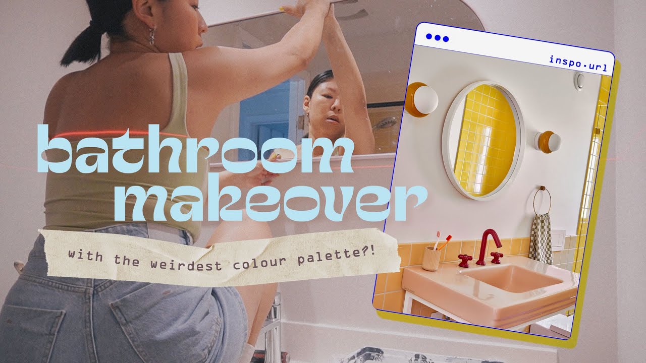 a yellow and pink BATHROOM MAKEOVER - renovating my 70s fixer upper