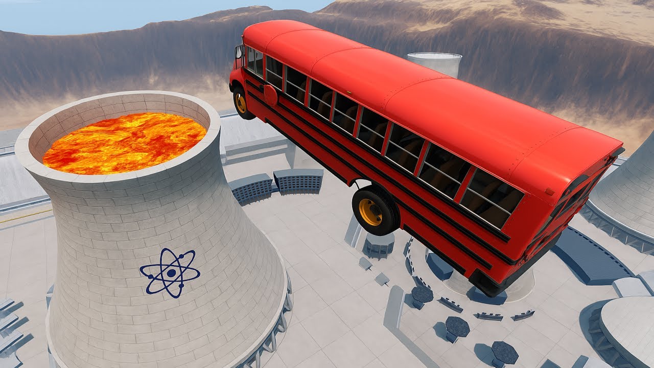 School Bus jumping into Nuclear Lava?  BeamNG.Drive