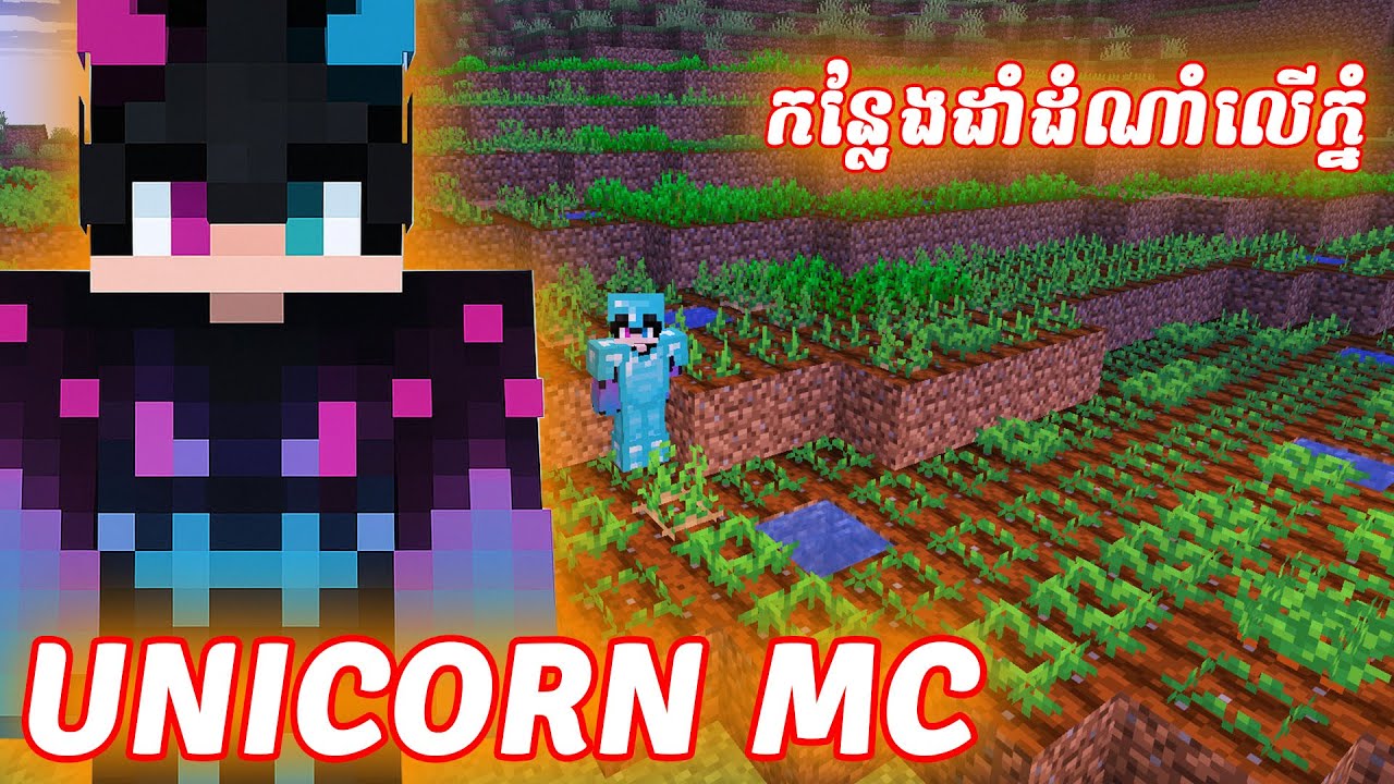 ខ្ញុំបានដាំដំណាំនៅក្នុង Server Minecraft UNICORN MC. 😍😍🥰🥬🥕🥔🍉