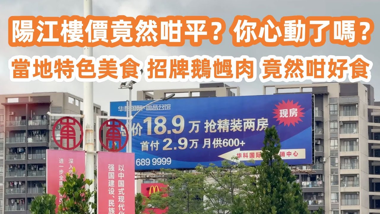 陽江樓價竟然咁平？你心動了嗎？市區最佳地段樓盤！竟然50萬有交易！品嘗當地特色美食！招牌鵝乸肉！竟然咁好食！超市購物！物價很貴嗎？值得定居在這裡嗎？大灣區美食旅遊攻略！Canton Food Tour